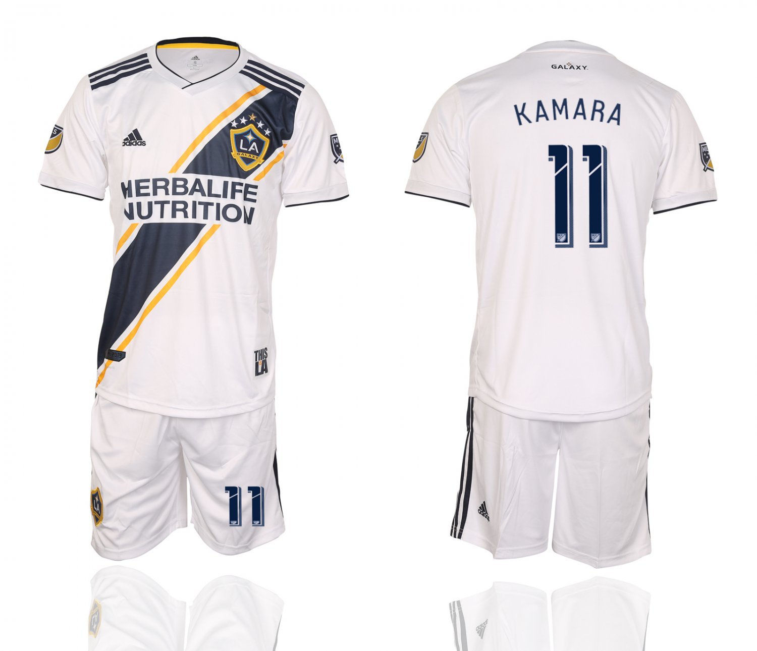 LA Galaxy Kamara White Home Jersey Shorts Soccer Sets