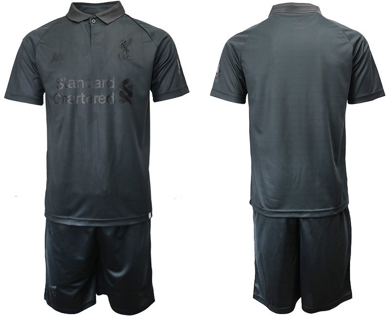 Liverpool Black Soccer Team Jersey Shorts Sets