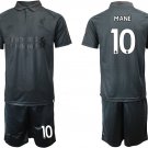 Liverpool Sadio Mane Black Soccer Jersey Shorts Sets