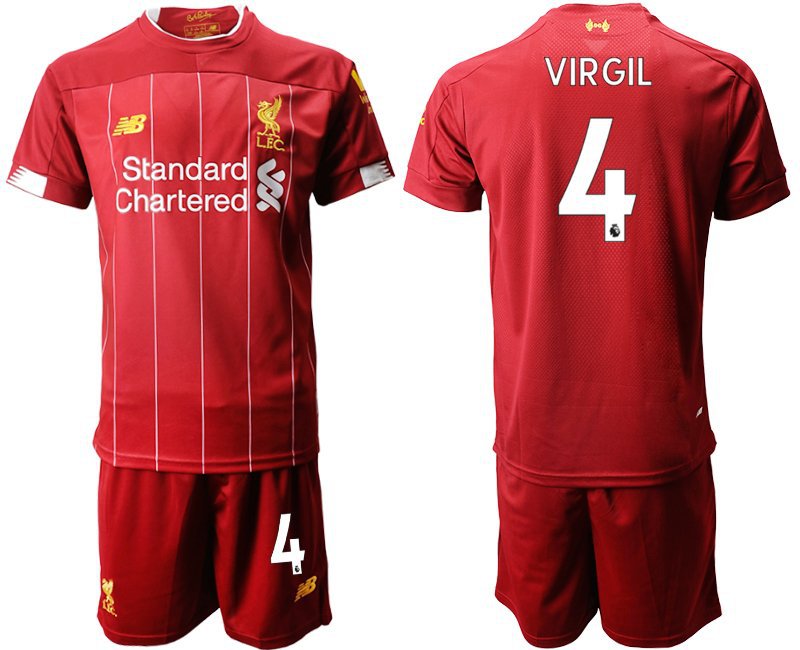 Liverpool Virgil van Dijk Red Home Soccer Jersey Shorts Sets