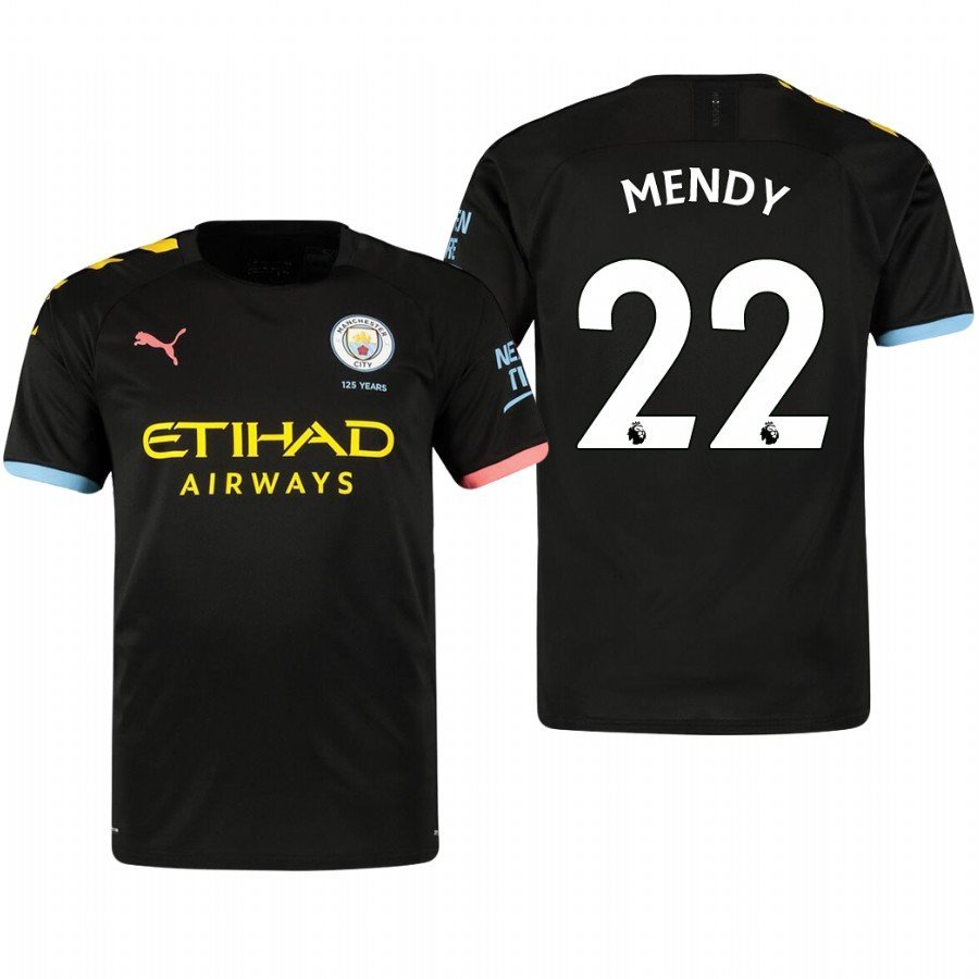 Manchester City #22 Benjamin Mendy Away Black Jersey