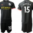 Manchester City Eliaquim Mangala Away Black Jersey Shorts Sets