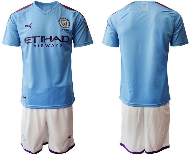 Manchester City Home Blue Team Jersey Shorts Sets