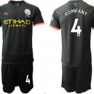 Manchester City Vincent Kompany Away Black Jersey Shorts Sets