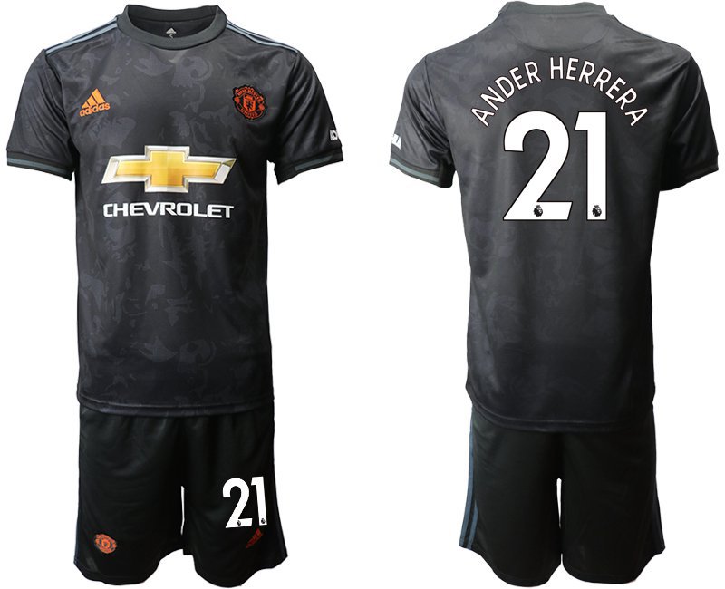 Manchester United Ander Herrera Third Black Jersey Shorts Sets