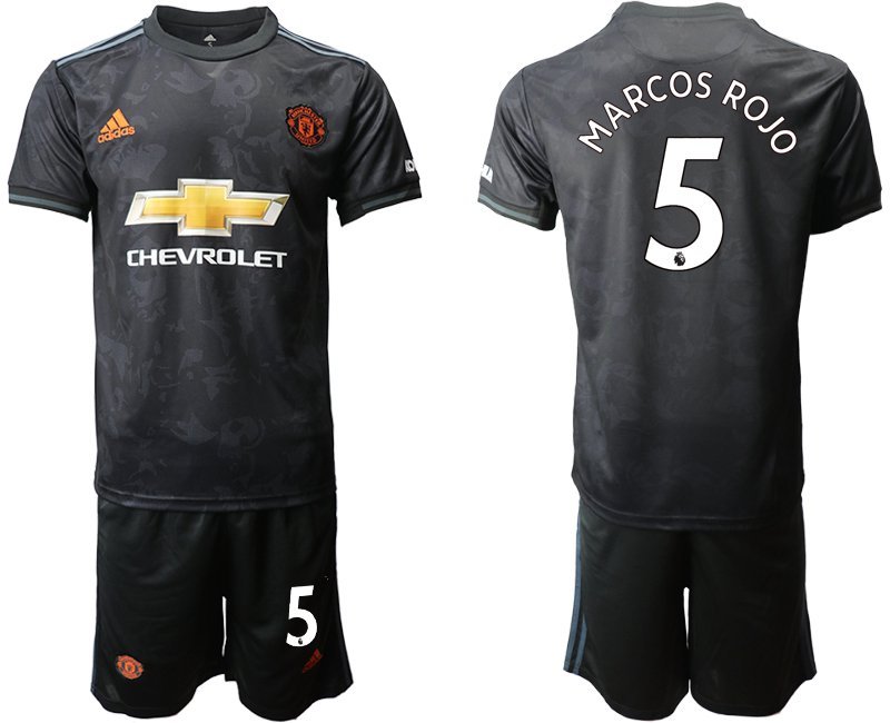 Manchester United Marcos Rojo Third Black Jersey Shorts Sets