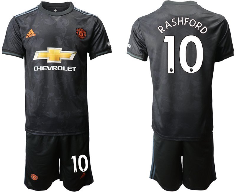 Manchester United Marcus Rashford Third Black Jersey Shorts Sets