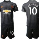 Manchester United Marcus Rashford Third Black Jersey Shorts Sets