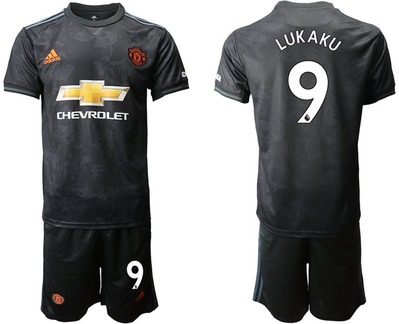 Manchester United Romelu Lukaku Third Black Jersey Shorts Sets