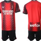 Men's AC milan Custom 202324 RedBlack Home Soccer Jersey Suit