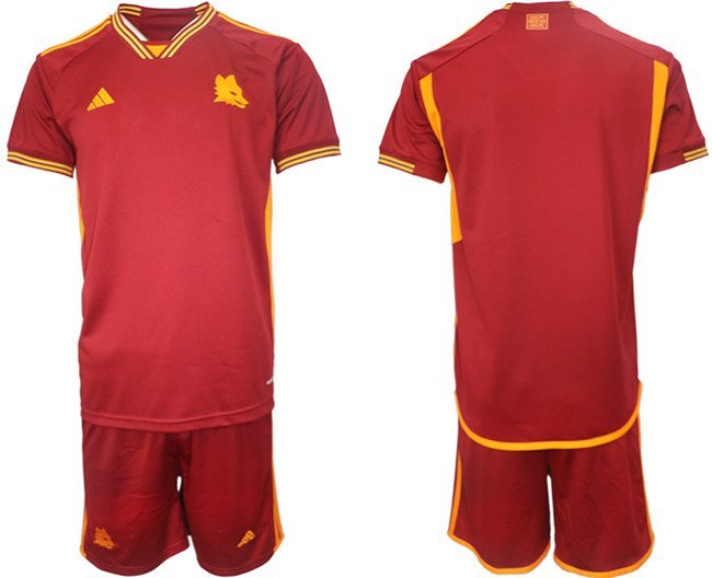 Men's AS Roma Custom 202324 Red Home Soccer Jersey Suit