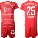 Men's FC Bayern München #25 Thomas Müller 2223 Red Home Soccer Jersey Suit