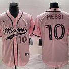 Men's Inter Miami CF #10 Lionel Messi Pink Cool Base Stitched Baseball Jersey