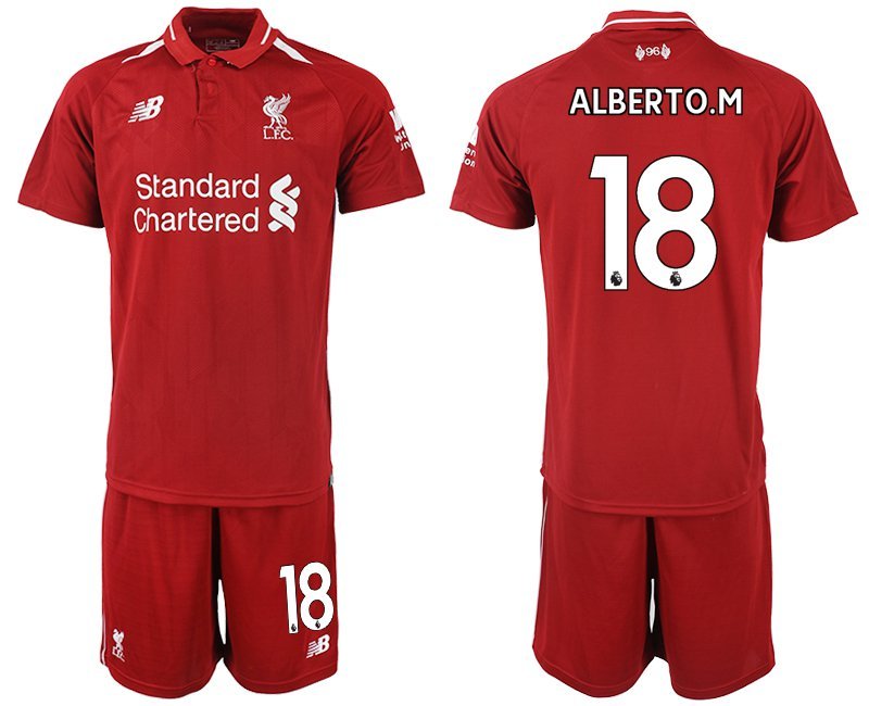 Men's Liverpool Alberto Moreno Red Home Soccer Jersey Shorts Sets
