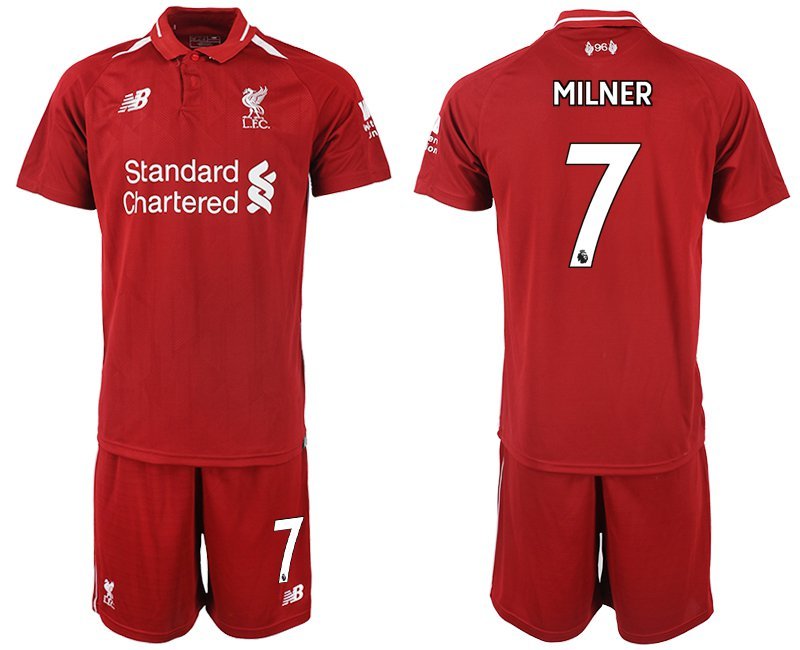 Men's Liverpool James Milner Red Home Soccer Jersey Shorts Sets