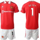 Men's Manchester United #1 Degea 2223 Red Home Soccer Jersey Suit