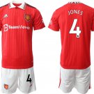 Men's Manchester United #4 Jones 2223 Red Home Soccer Jersey Suit
