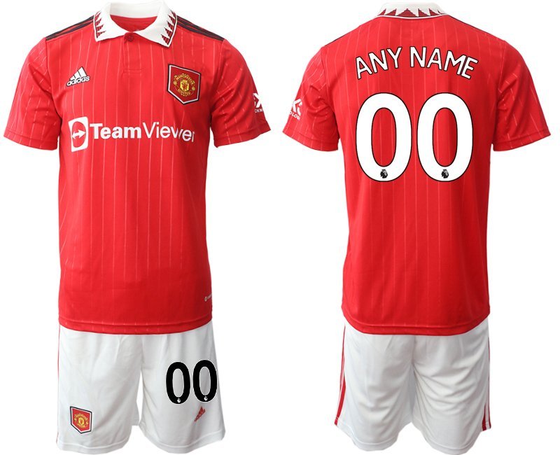 Men's Manchester United Custom Name And Number 2223 Red Home Soccer Jersey Suit