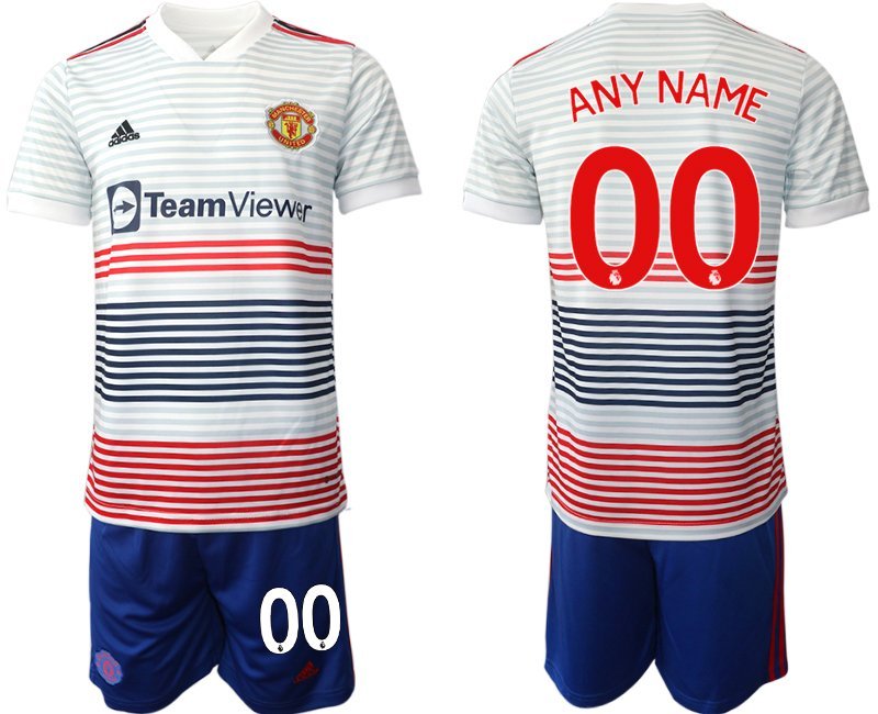 Men's Manchester United Custom Name And Number 2223 White Away Soccer Jersey Suit
