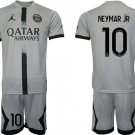 Men's Paris Saint-Germain #10 Neymar Jr 2023 Gray Soccer Jersey Suit