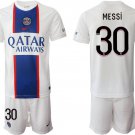 Men's Paris Saint-Germain #30 Lionel Messi 2023 White Away Soccer Jersey Suit