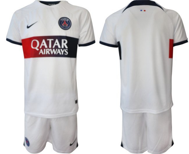 Men's Paris Saint-Germain Custom 202324 White Away Soccer Jersey Suit