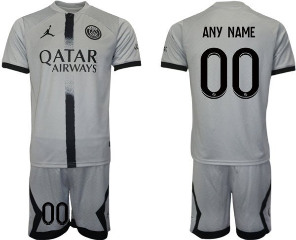 Men's Paris Saint-Germain Custom Name And Number 2023 Gray Soccer Jersey Suit