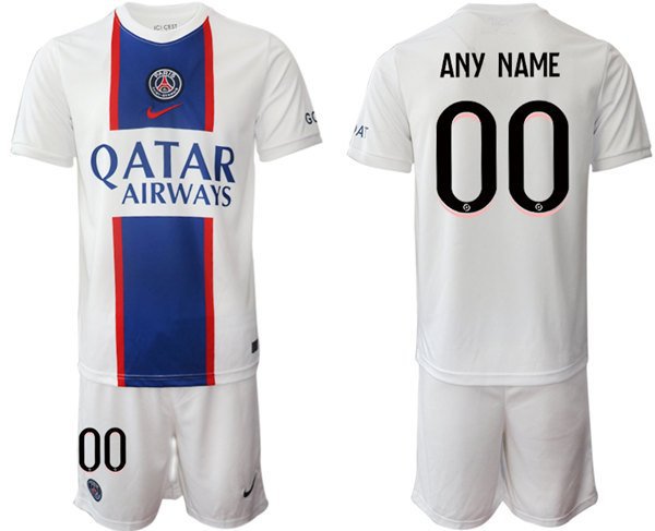 Men's Paris Saint-Germain Custom Name And Number 2023 White Soccer Jersey Suit