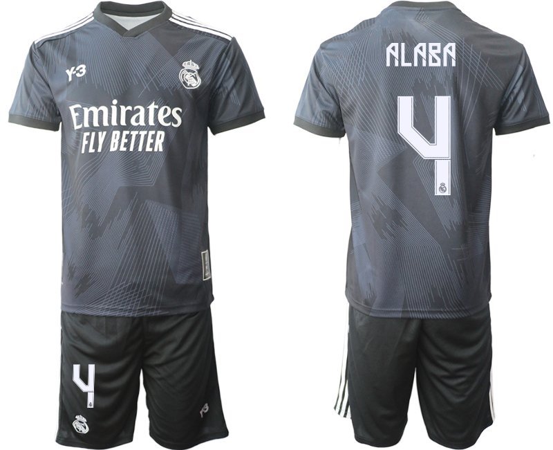 Men's Real Madrid #4 David Alaba 2223 Black Soccer Jersey Suit
