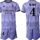 Men's Real Madrid #4 David Alaba 2223 Purple Away Soccer Jersey Suit