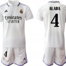 Men's Real Madrid #4 David Alaba 2223 White Home Soccer Jersey Suit