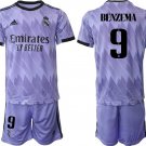 Men's Real Madrid #9 Karim Benzema 2223 Purple Away Soccer Jersey Suit