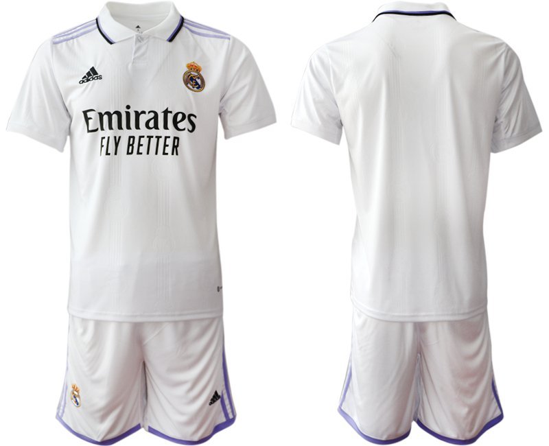 Men's Real Madrid Blank 2223 White Home Soccer Jersey Suit