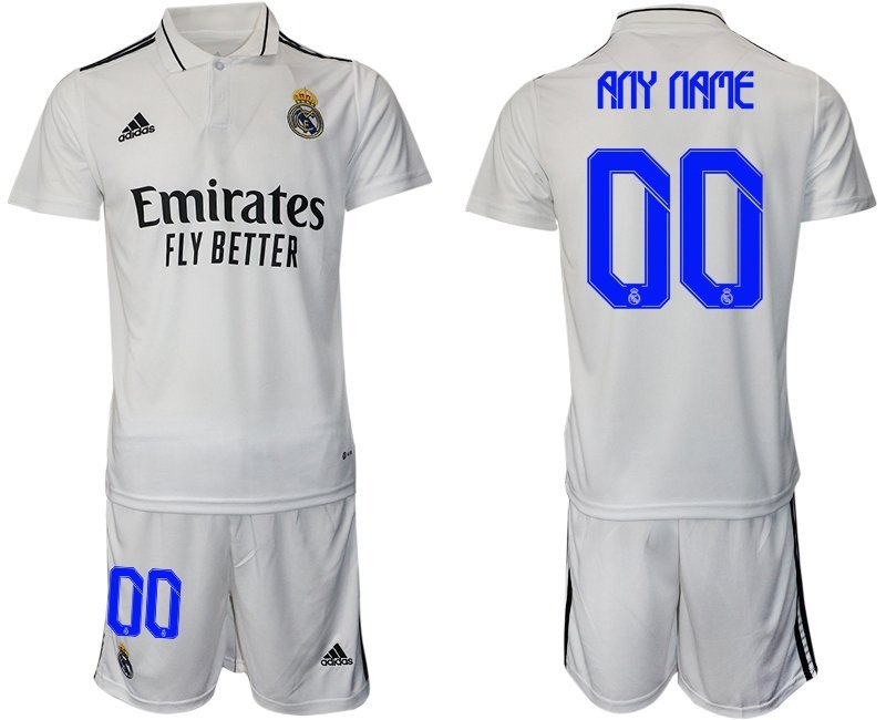 Men's Real Madrid Custom 2223 White Home Soccer Jersey Suit
