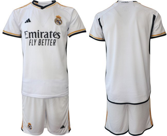 Men's Real Madrid Custom 2324 White Home Soccer Jersey Suit