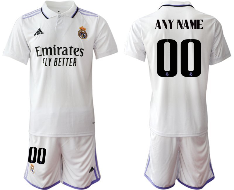 Men's Real Madrid Custom Any Name And Number 2223 White Home Soccer Jersey Suit