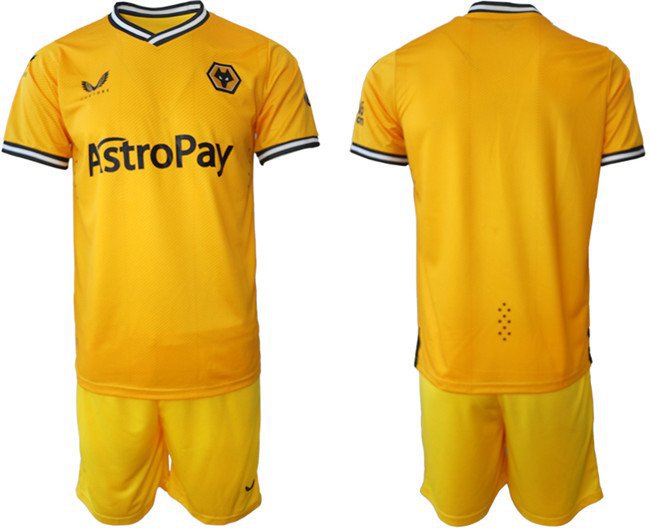 Men's Wolverhampton Wanderers Custom 202324 Gold Home Soccer Jersey Suit