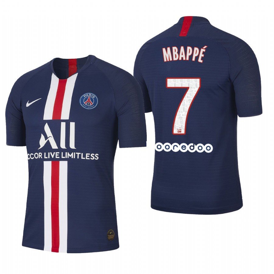 Paris Saint Germain #7 Kylian Mbappe Home Navy Jersey