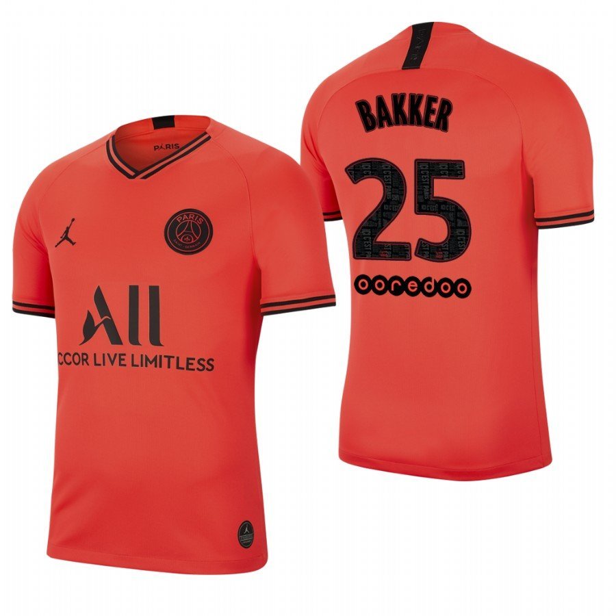 Paris Saint Germain #25 Mitchel Bakker Away Red Jersey