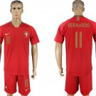 Portugal Red Home Bernardo Silva Jersey Shorts Soccer Sets