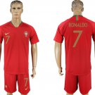 Portugal Red Home Cristiano Ronaldo Jersey Shorts Soccer Sets
