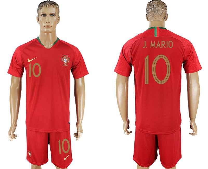 Portugal Red Home Joao Mario Jersey Shorts Soccer Sets