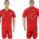 Portugal Red Home Joao Mario Jersey Shorts Soccer Sets