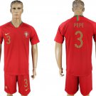 Portugal Red Home Pepe Jersey Shorts Soccer Sets