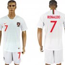 Portugal White Away Cristiano Ronaldo Jersey Shorts Soccer Sets