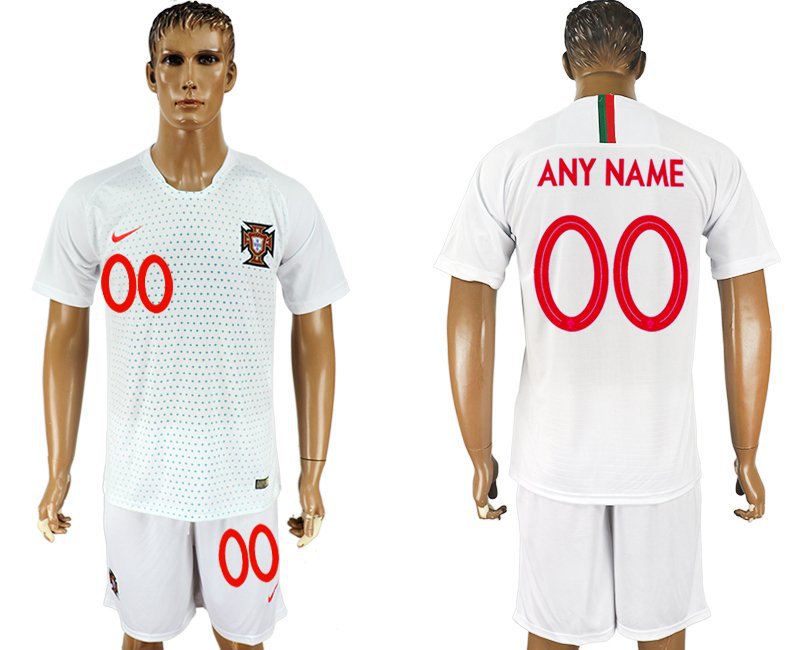 Portugal White Away Custom Jersey Shorts Soccer Sets