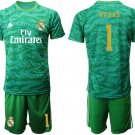 Real Madrid #1 Keylor Navas Green Goalkeeper Jersey Shorts Sets