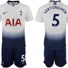 Tottenham Hotspur Jan Vertonghen White Home Soccer Jersey Shorts Sets