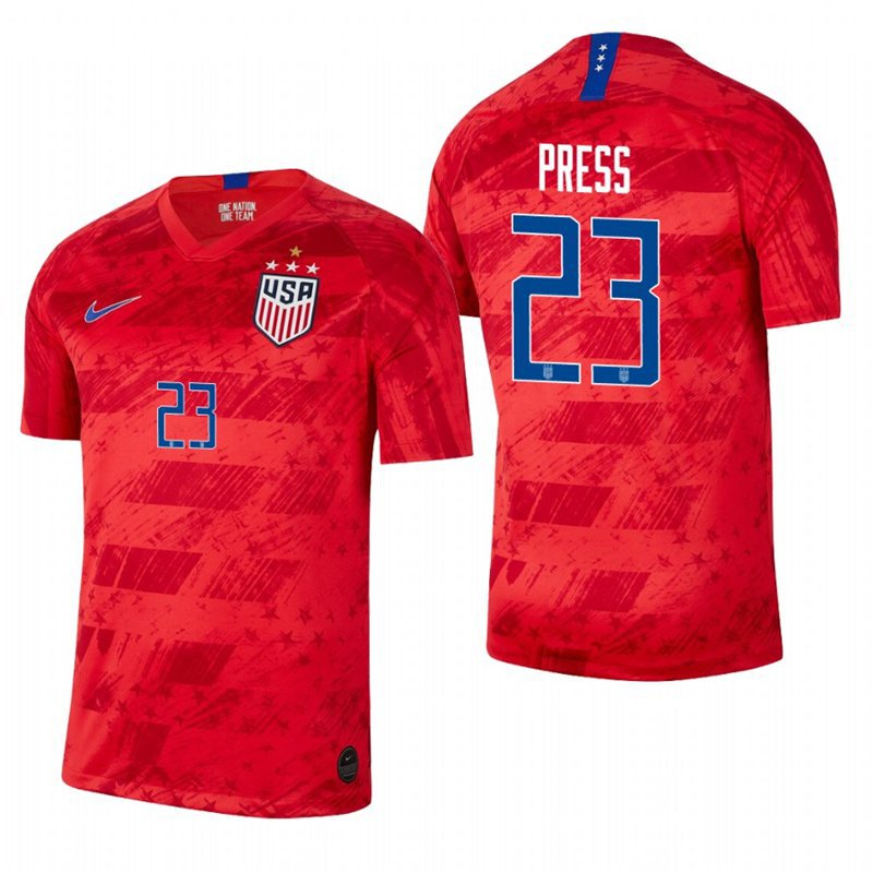 USA 4 STAR World Cup Champions USWNT Christen Press Red Away Jersey