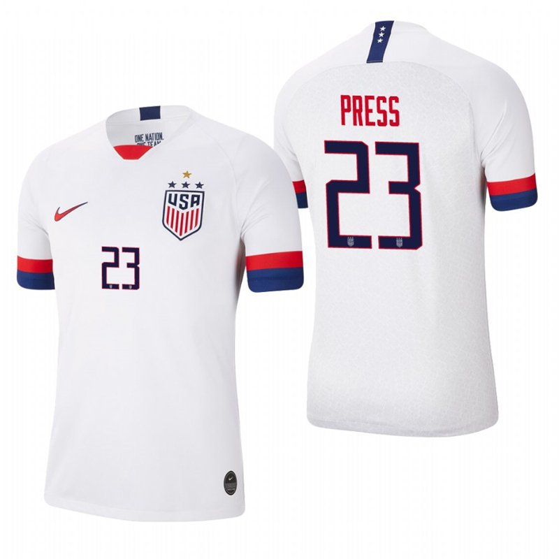 USA 4 STAR World Cup Champions USWNT Christen Press White Home Jersey